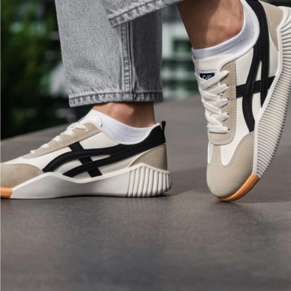 Stylish Beige and Black Sneakers
